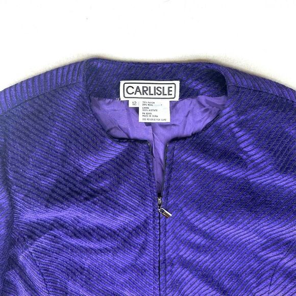 Carlisle Purple Wool Blend Vintage‎ Full Zip Cardigan Sweater Women’s 12 - Picture 2 of 9